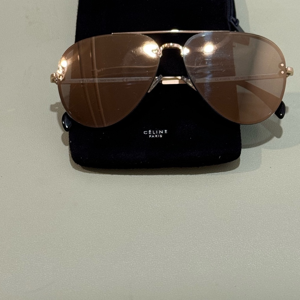 Authentic Celine Gold and Brown Sunglasses